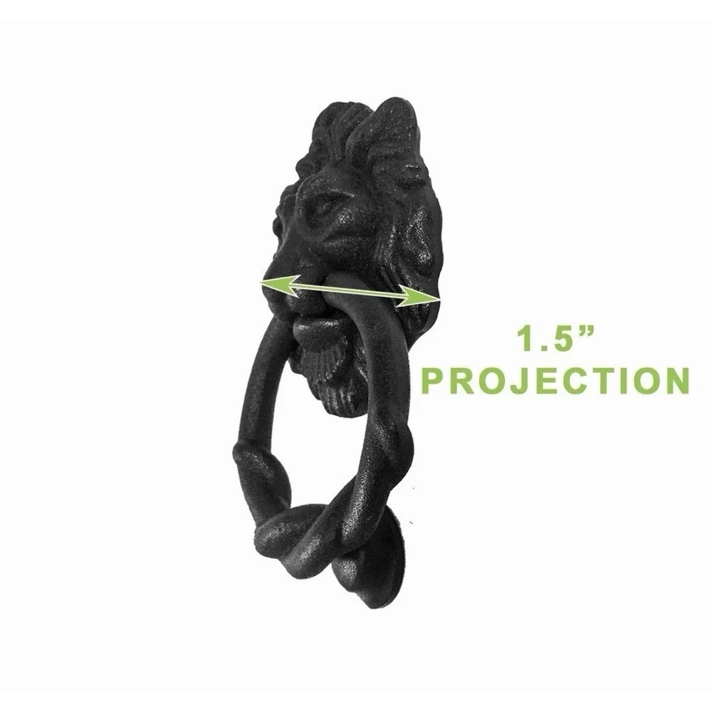 Lion Head Design Front Door Knocker Gold Matte Finish Gate Knocker Black Iron